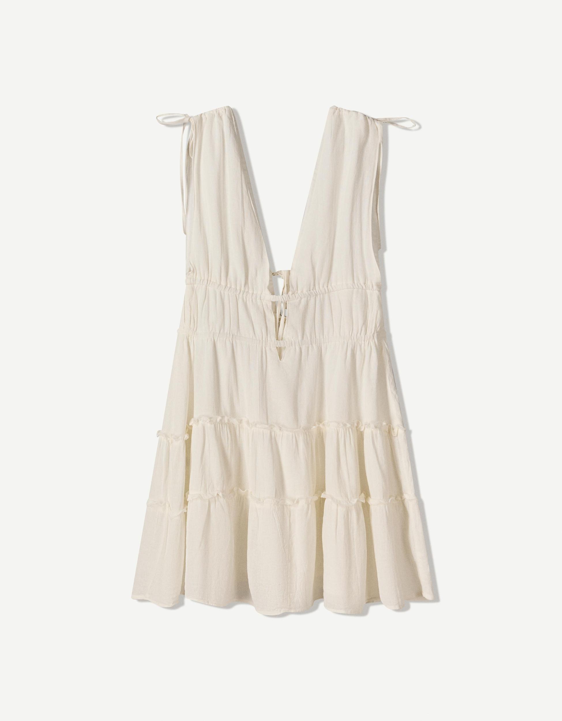 Ruffled mini dress with gathering Product Image