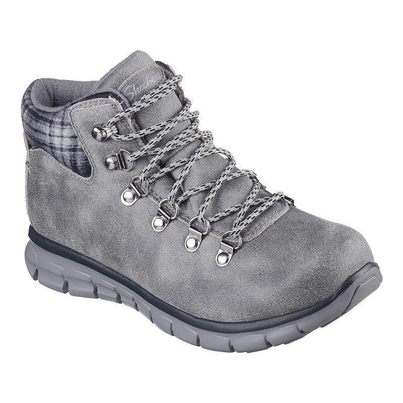 Skechers Synergy Plaid Mood Womens Hiking Boots Grey Product Image