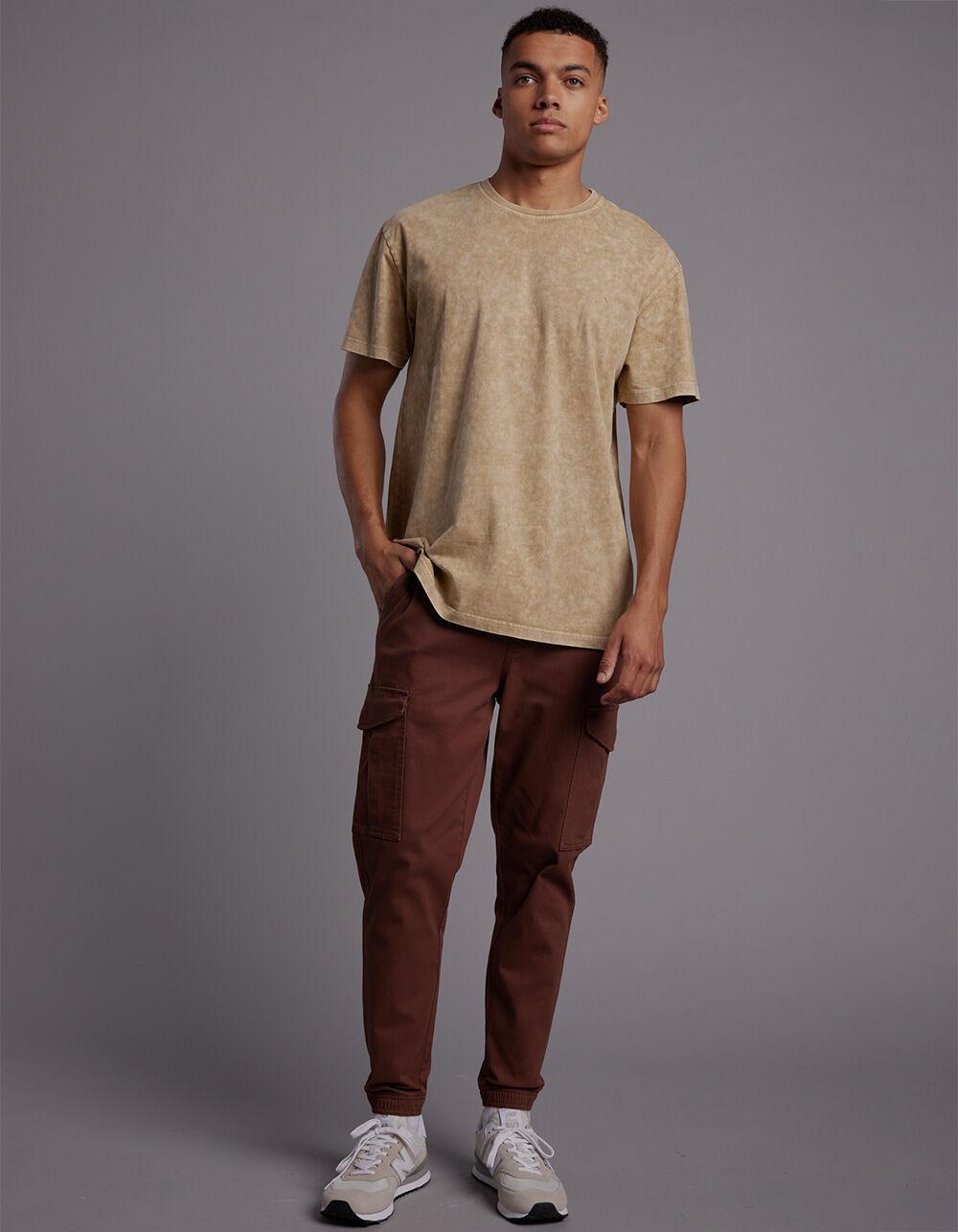 RSQ Mens Twill Cargo Jogger Pants - BROWN Product Image