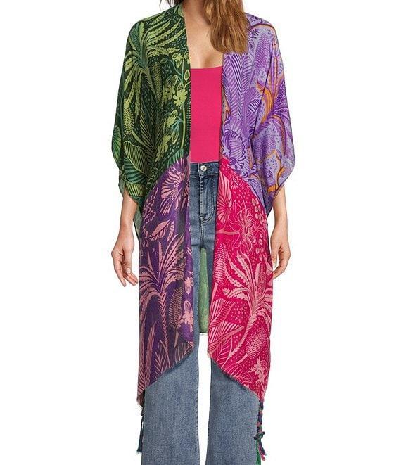 Anna & Ava Colorblock Palm Print Kimono Product Image