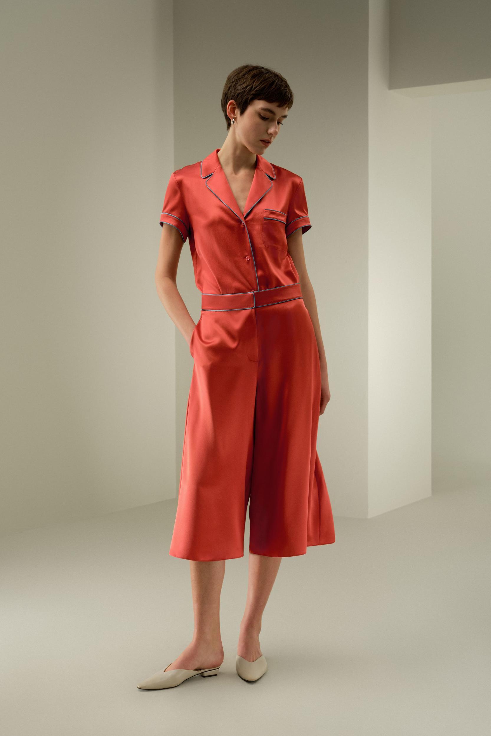 Contrast-Trimmed Silk Culottes Product Image