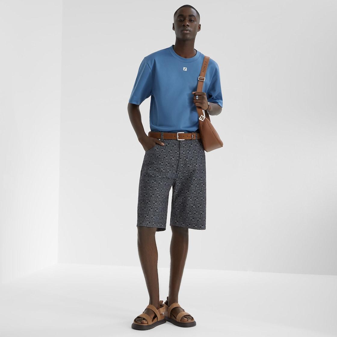 Short JeansBlue FF Jacquard denim shorts Product Image