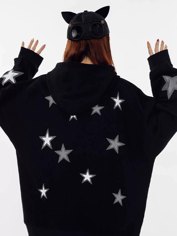 Star Letter Print Oversized Hoodie Product Image