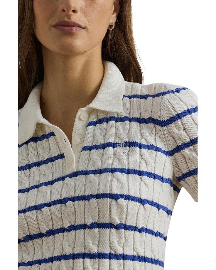 Cable-Knit Cotton Polo Sweater Product Image