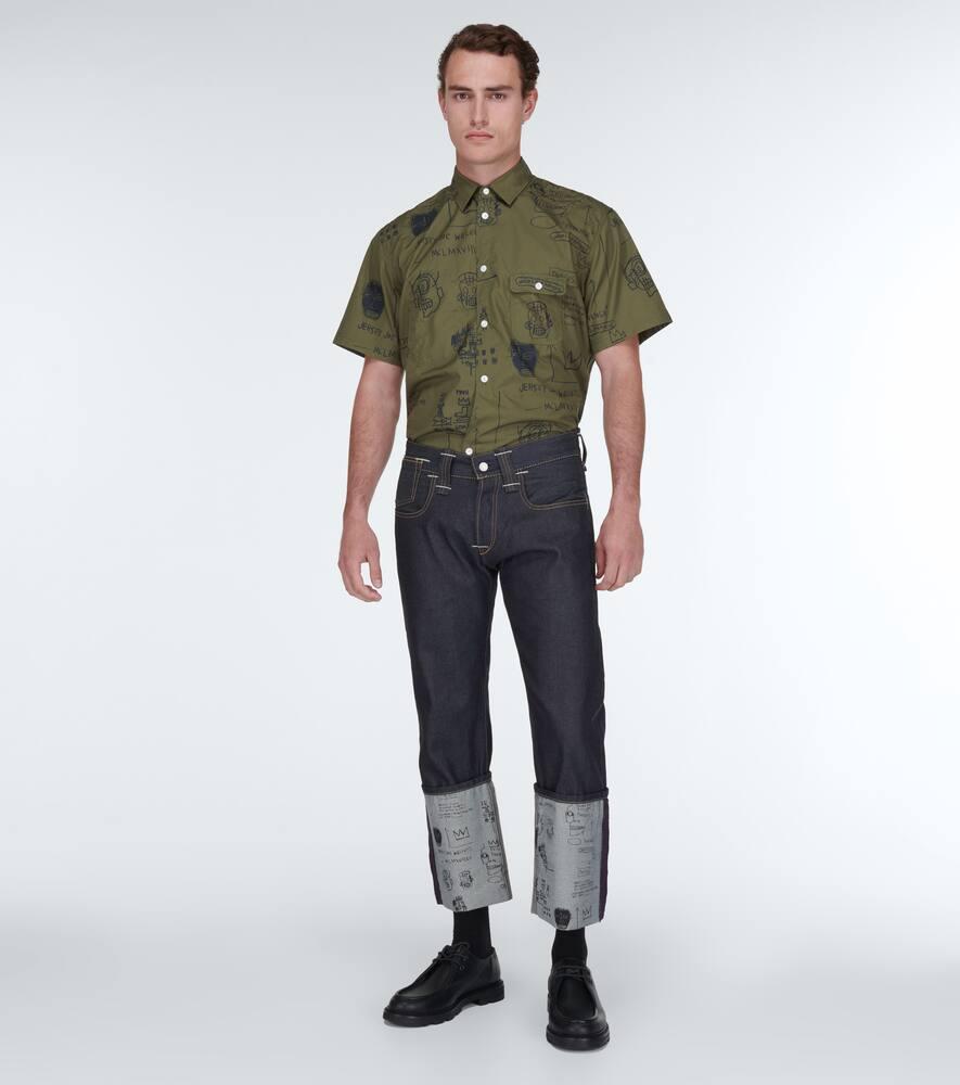 JUNYA WATANABE X Basquiat Cotton Shirt In Khaki Black Product Image