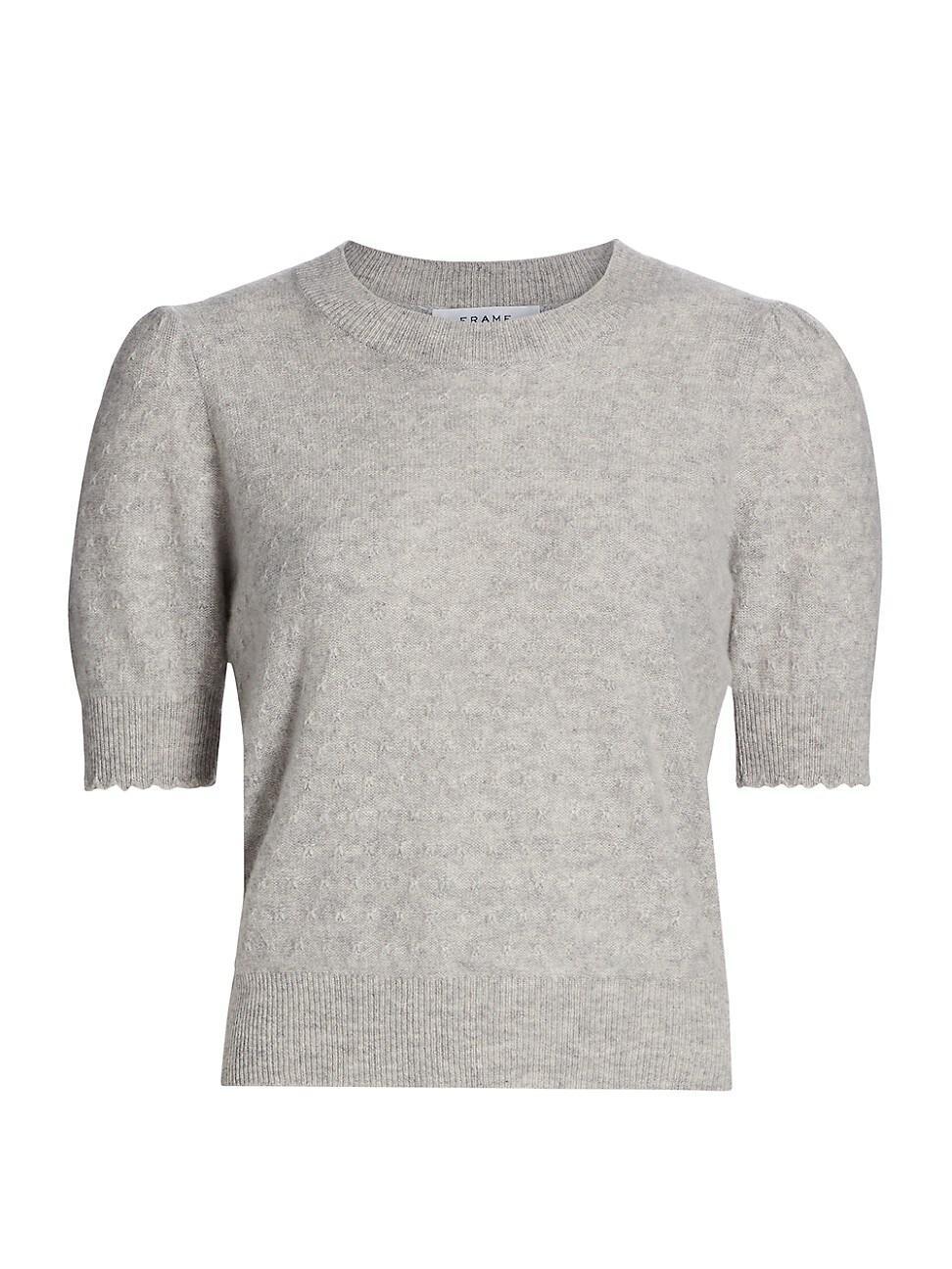 Womens Pointelle Puff-Sleeve Sweater Product Image