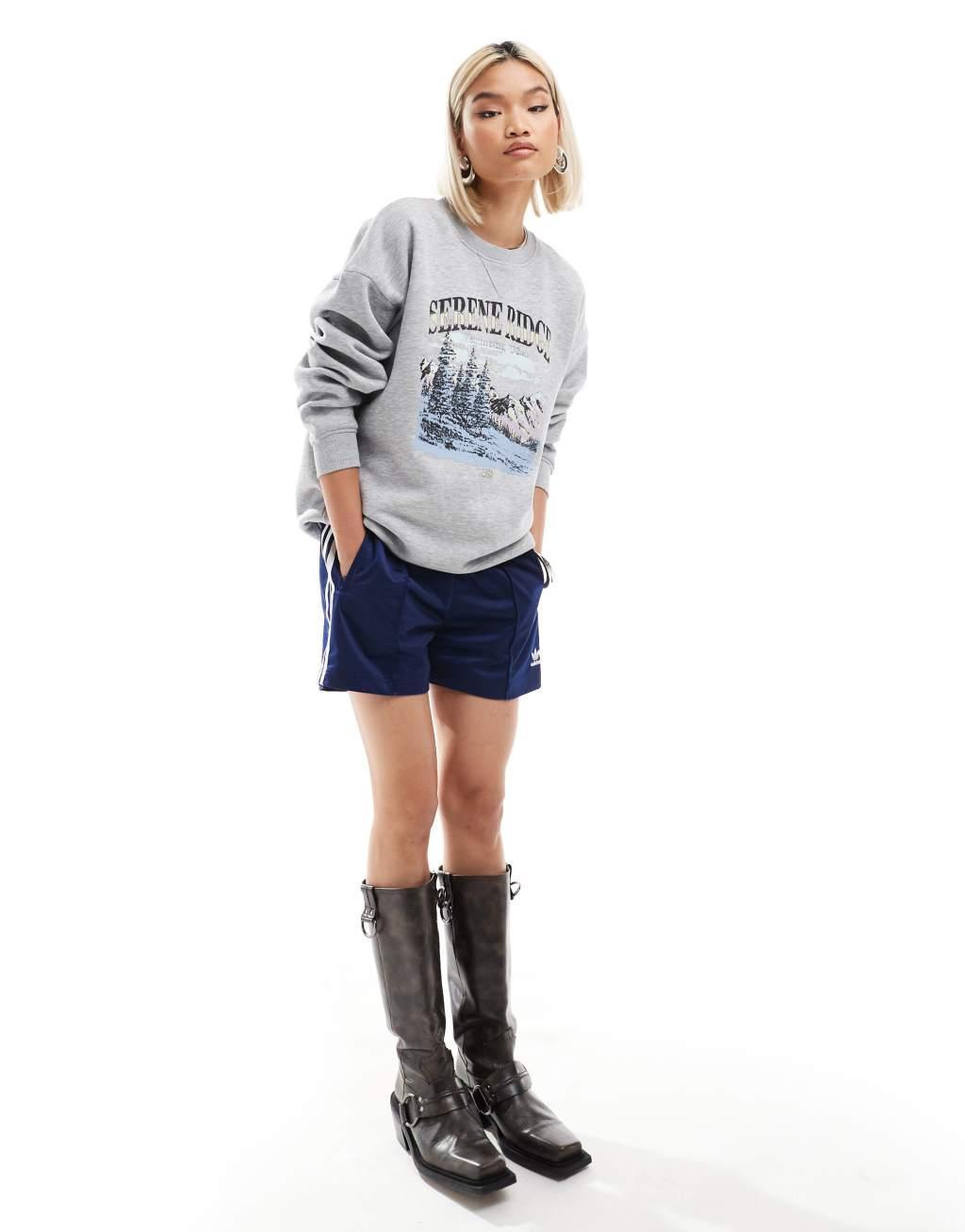 Daisy Street oversized sweatshirt in gray heather with Serene Bridge graphic Product Image