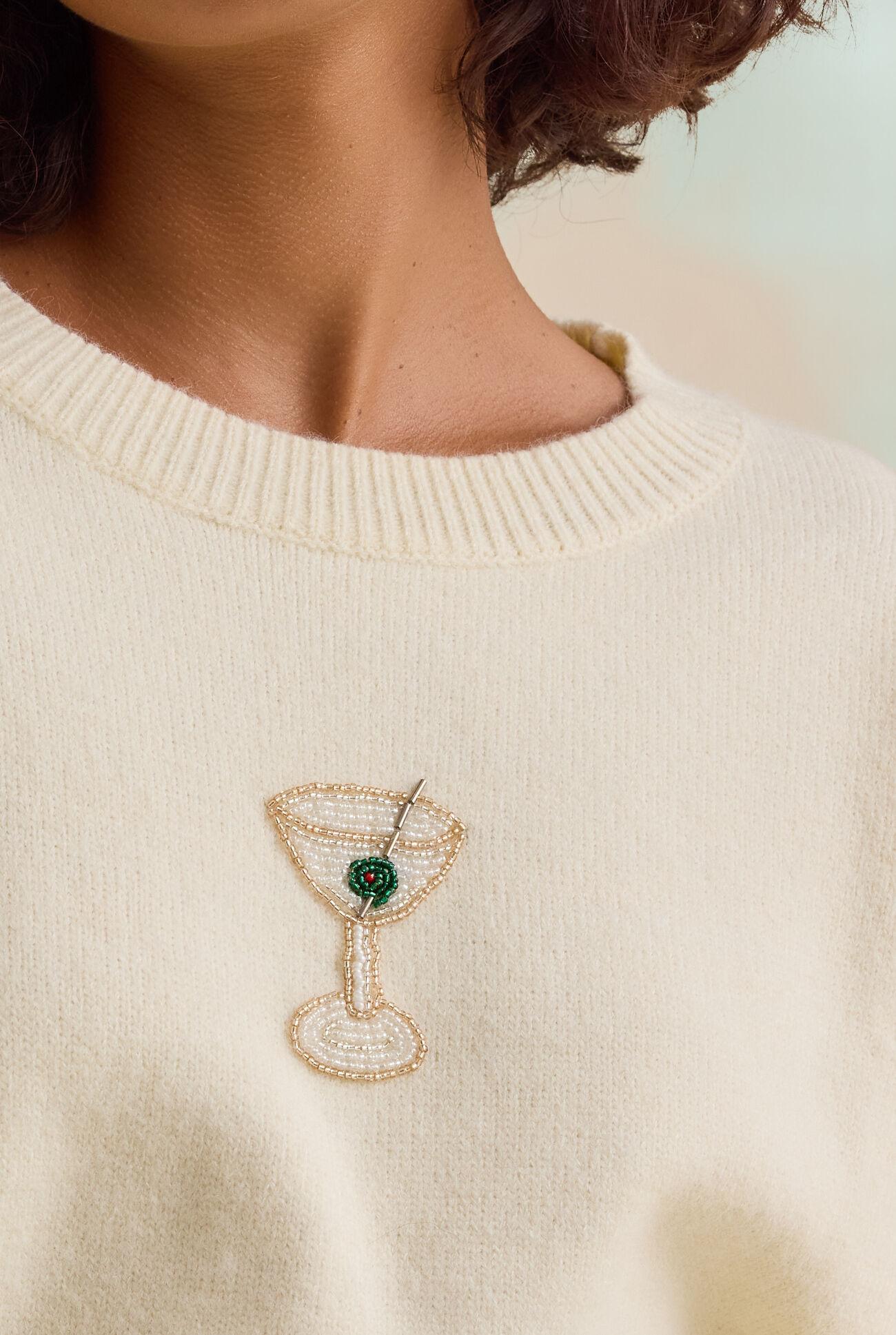 Cherish Beaded Martini Cropped Sweater Product Image