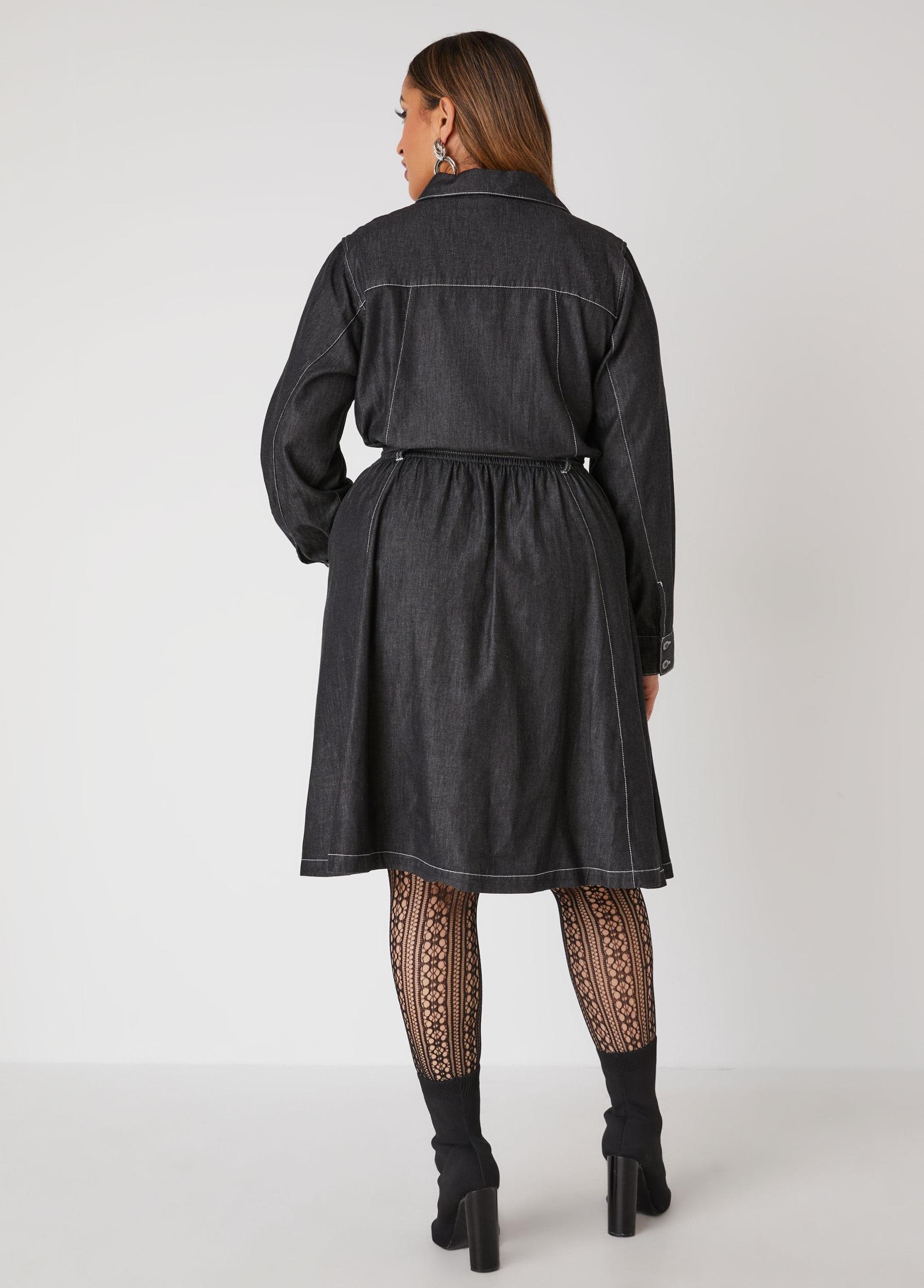 Plus Size Denim A Line Shirtdress Ashley Stewart Product Image