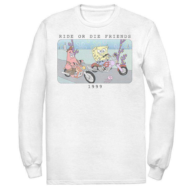 Men's Nickelodeon SpongeBob SquarePants Ride Or Die Friends 1999 Portrait Long Sleeve Graphic Tee, Size: XXL, White Product Image