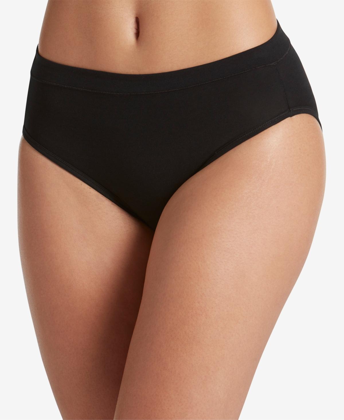 Women's Jockey® Cotton Stretch Hi-Cut Panty 1555, Just Past Black Product Image
