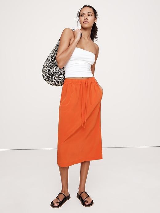 Matte Silk Midi Skirt Product Image