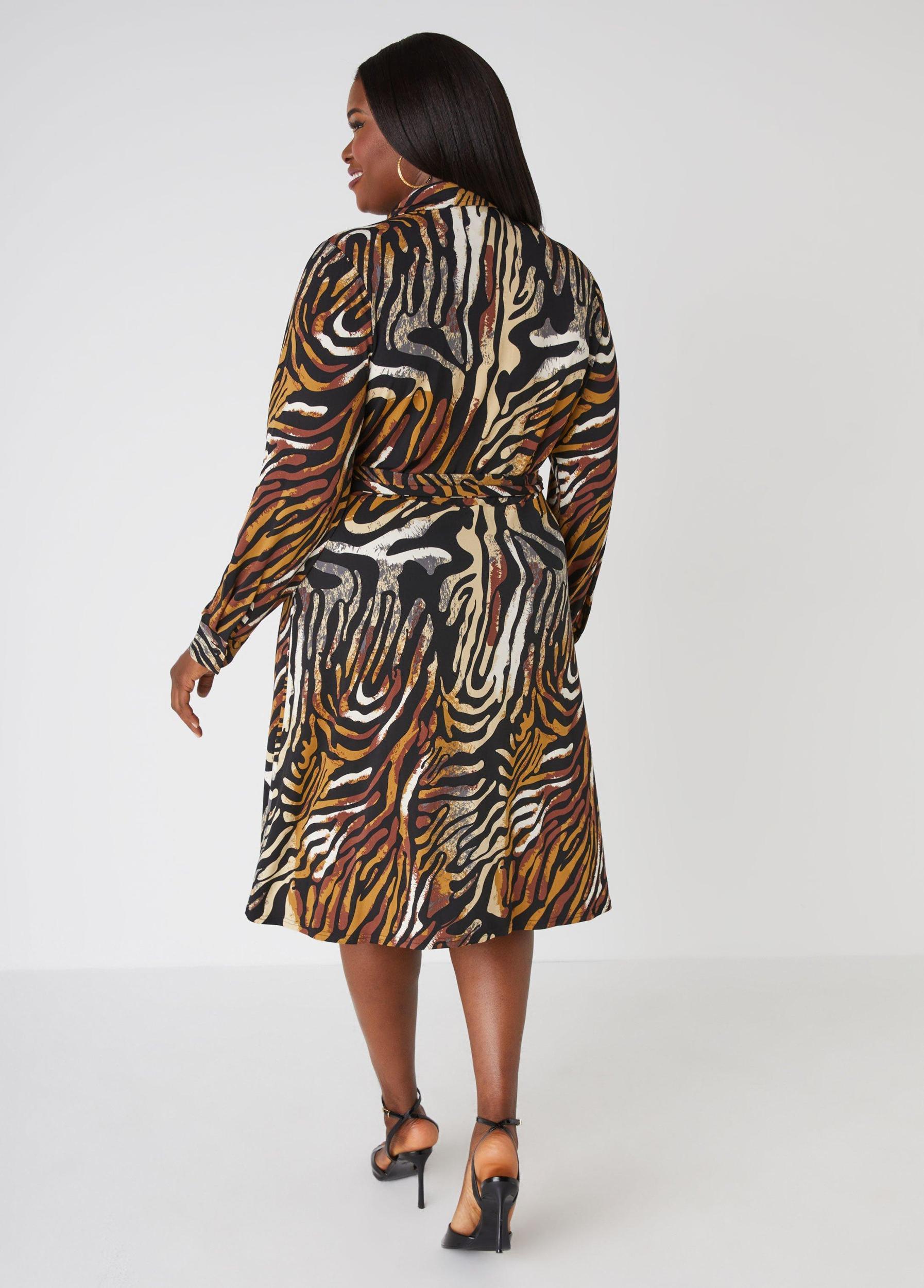 Plus Size Belted Animal Print Shirtdress Ashley Stewart Product Image