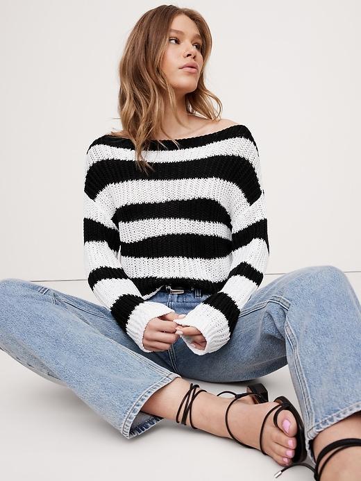 Relaxed Cotton Boat-Neck Sweater Product Image