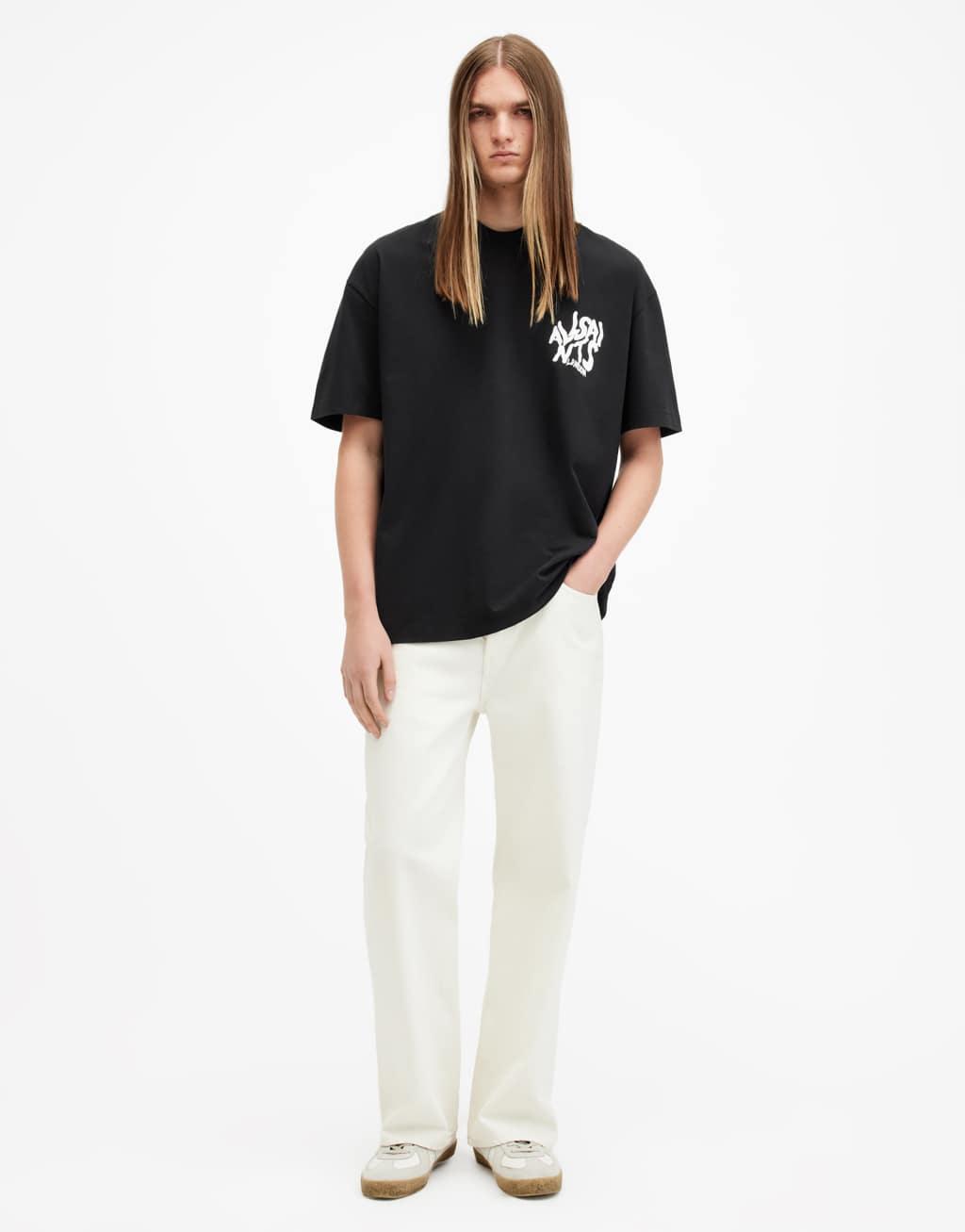 AllSaints Orlando back print t-shirt in black Product Image