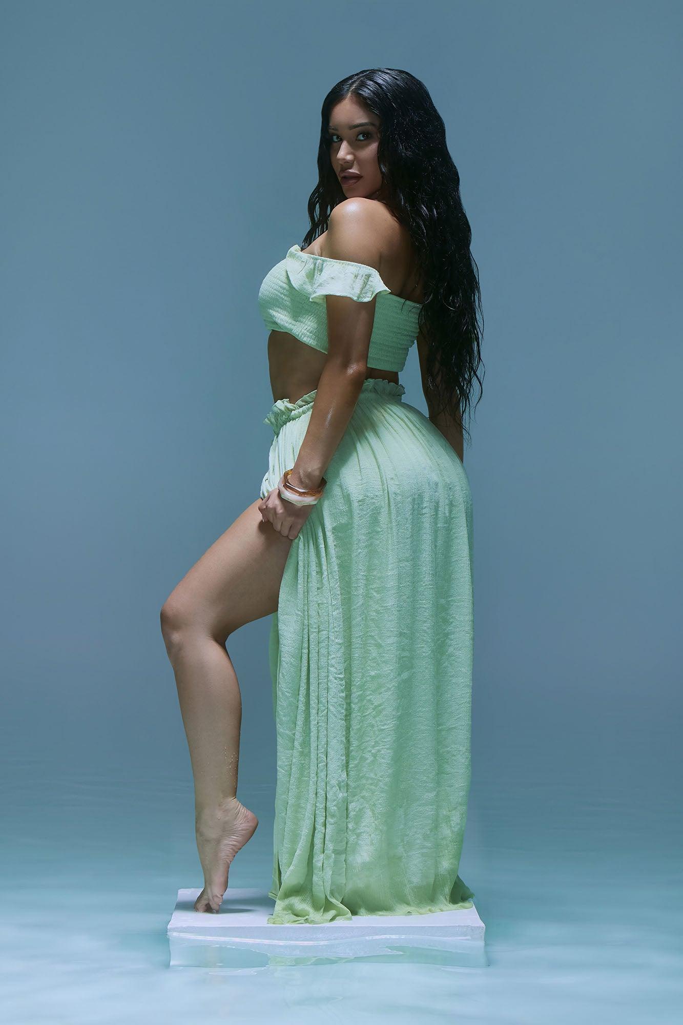 Nicholle Gauze Skirt Set - Sage Product Image