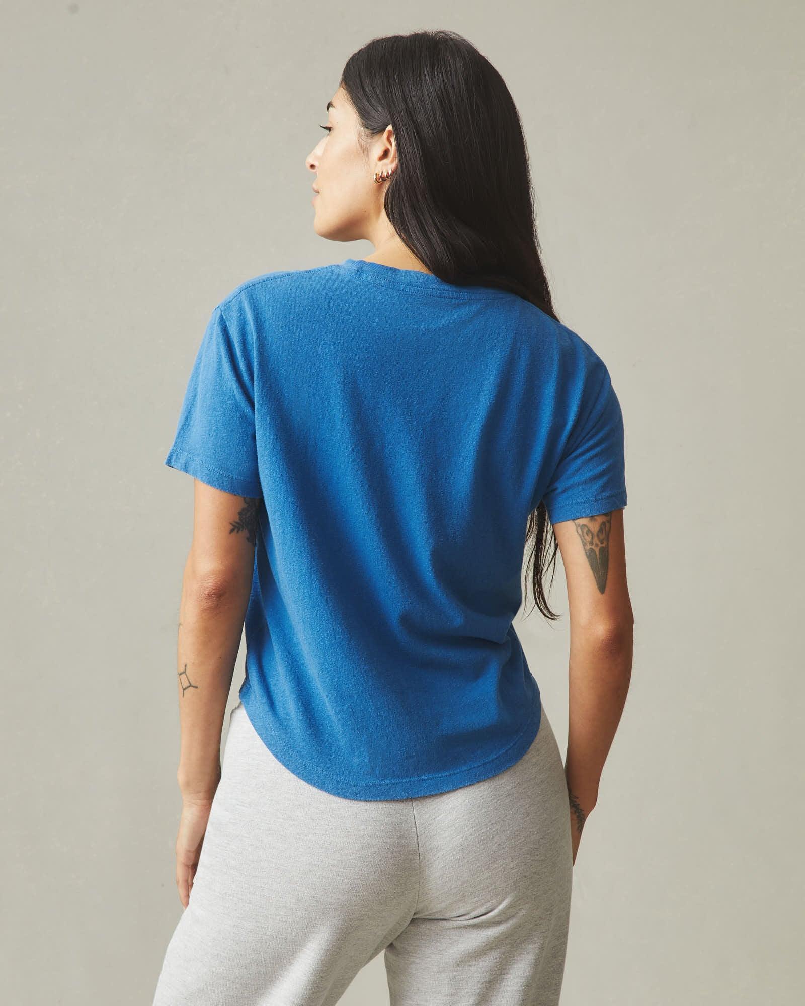 Women's Hemp Jersey Crew Tee - Classic Blue Product Image