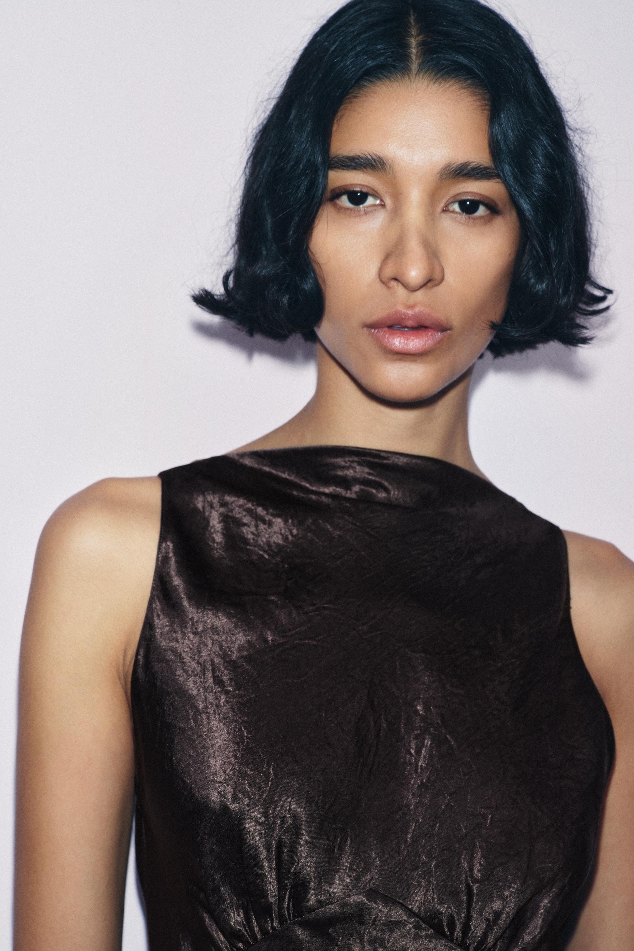 WRINKLED SATIN EFFECT DRESS ZW COLLECTION Product Image