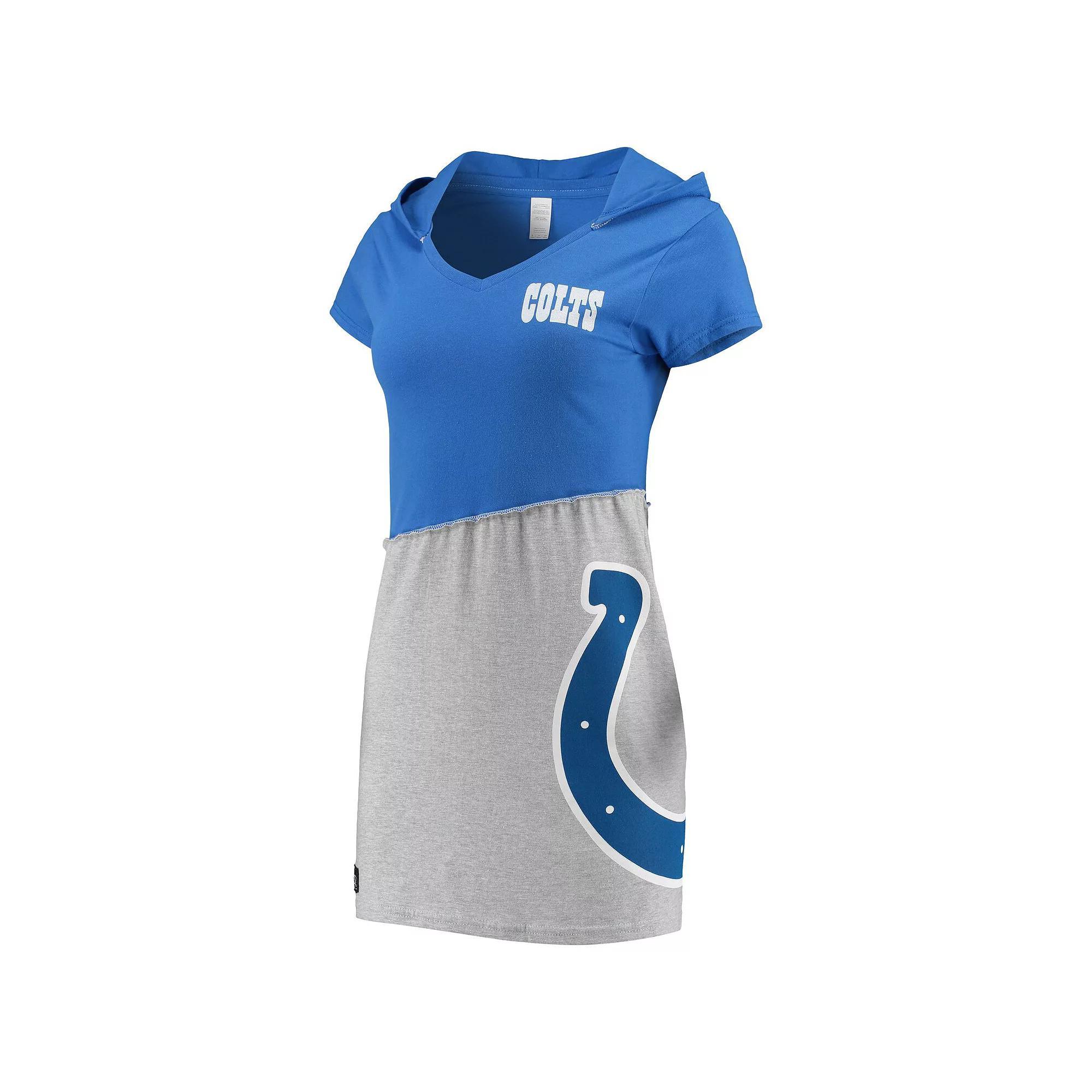 Women's Refried Apparel Royal/Gray Indianapolis Colts Sustainable Hooded Mini Dress, Size: XL, Blue Product Image