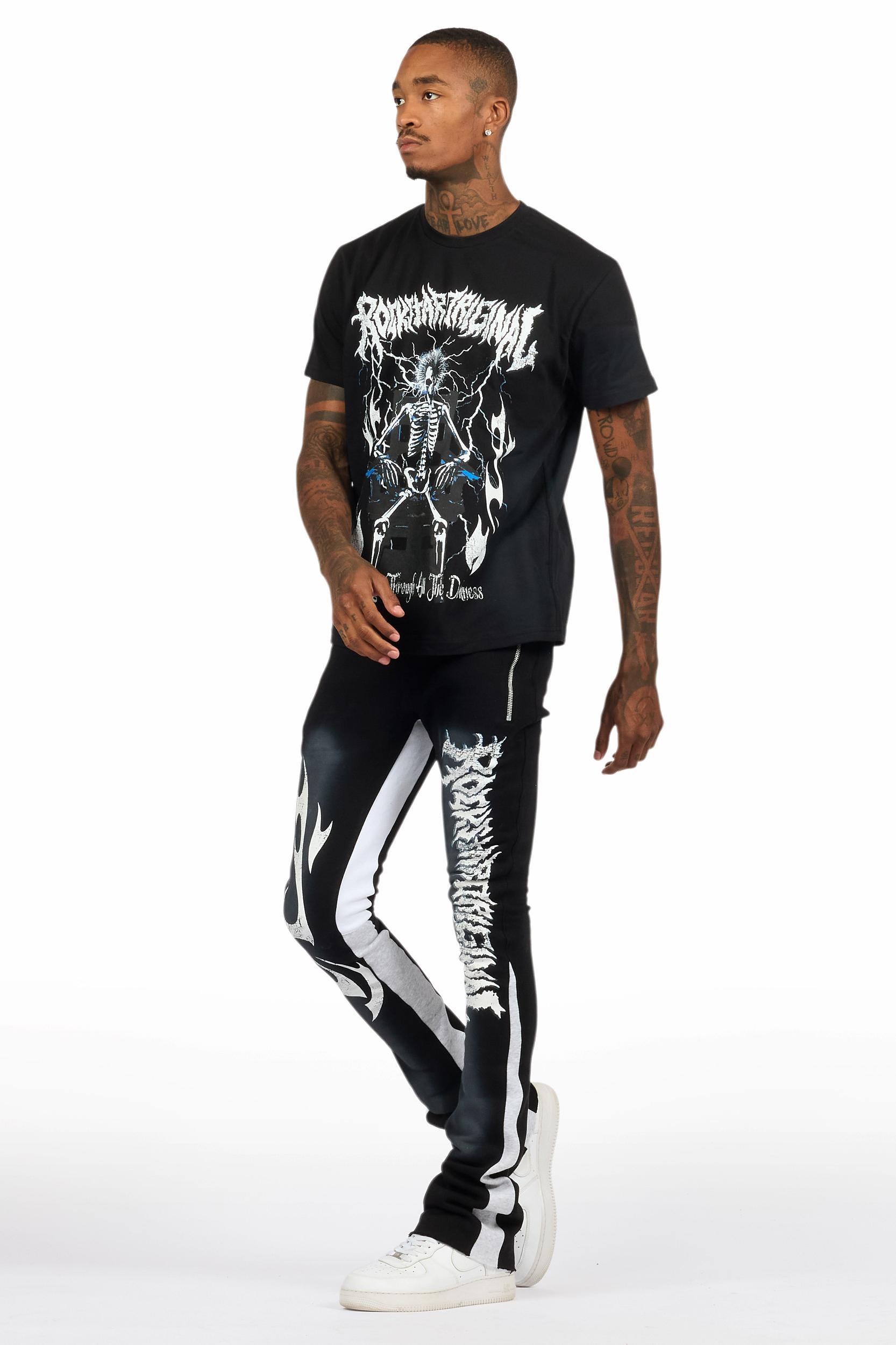 Deathrow Black T-Shirt/Stacked Flare Pant Set Male Product Image