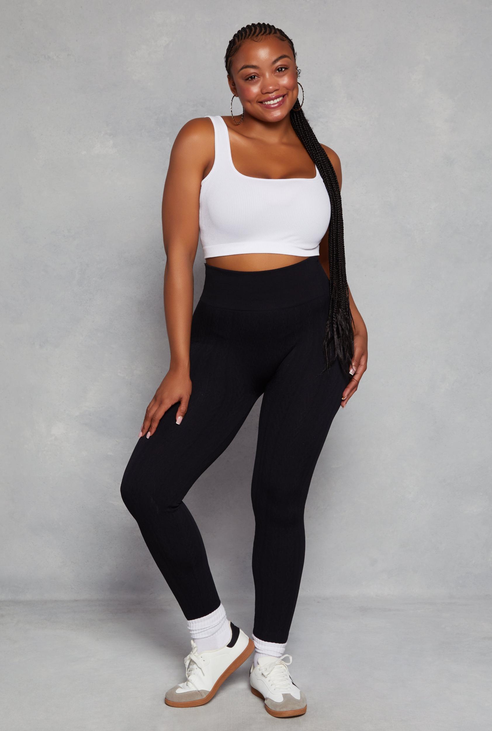 Womens Plus Size Seamless Cable Knit High Waist Leggings Product Image