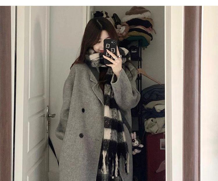 Plain Midi Double-Breasted Coat Product Image