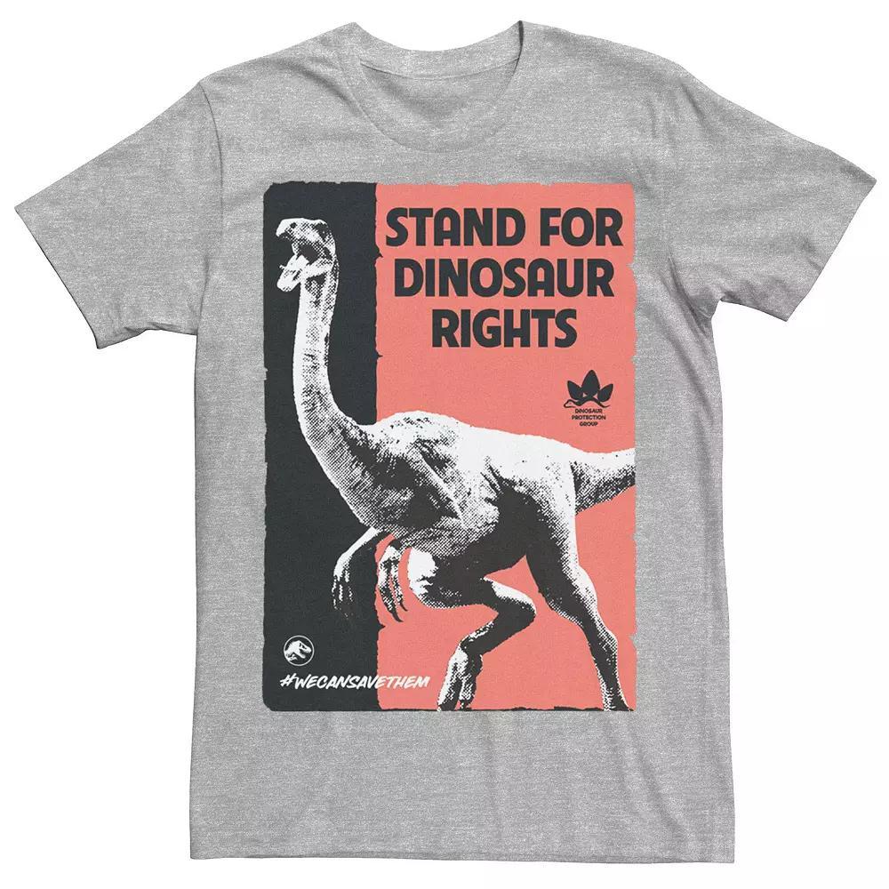 Mens Jurassic World Stand For Dinosaurs Poster Tee Athletic Grey Product Image