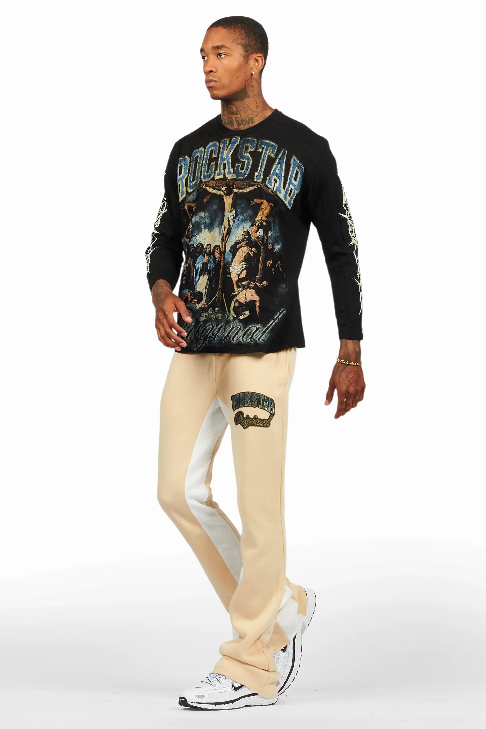 Waller Black/Burgundy Long Sleeve T-Shirt/Baggy Pant Set Male Product Image