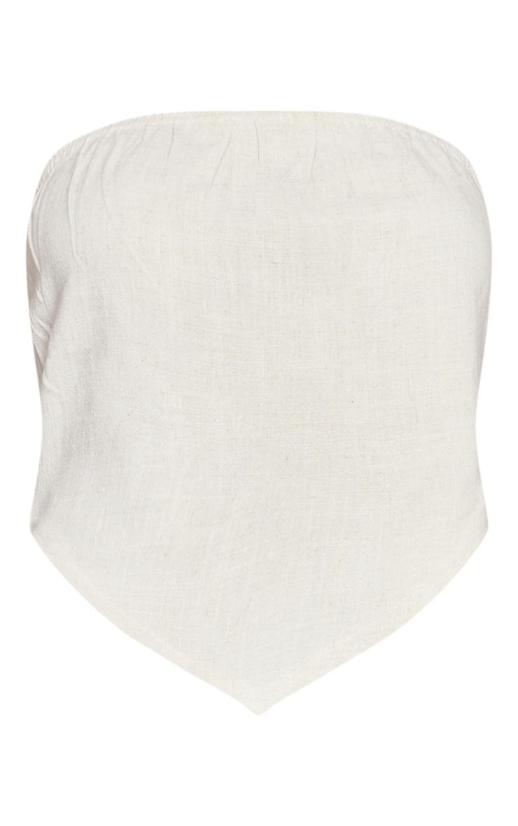 Beige Linen Look Dip Hem Crop Top Product Image