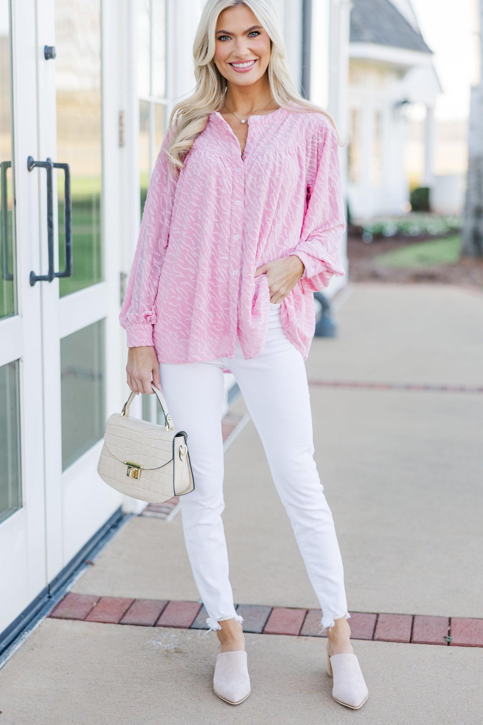 Can't Stop Dreaming Pink Textured Tunic Female Product Image