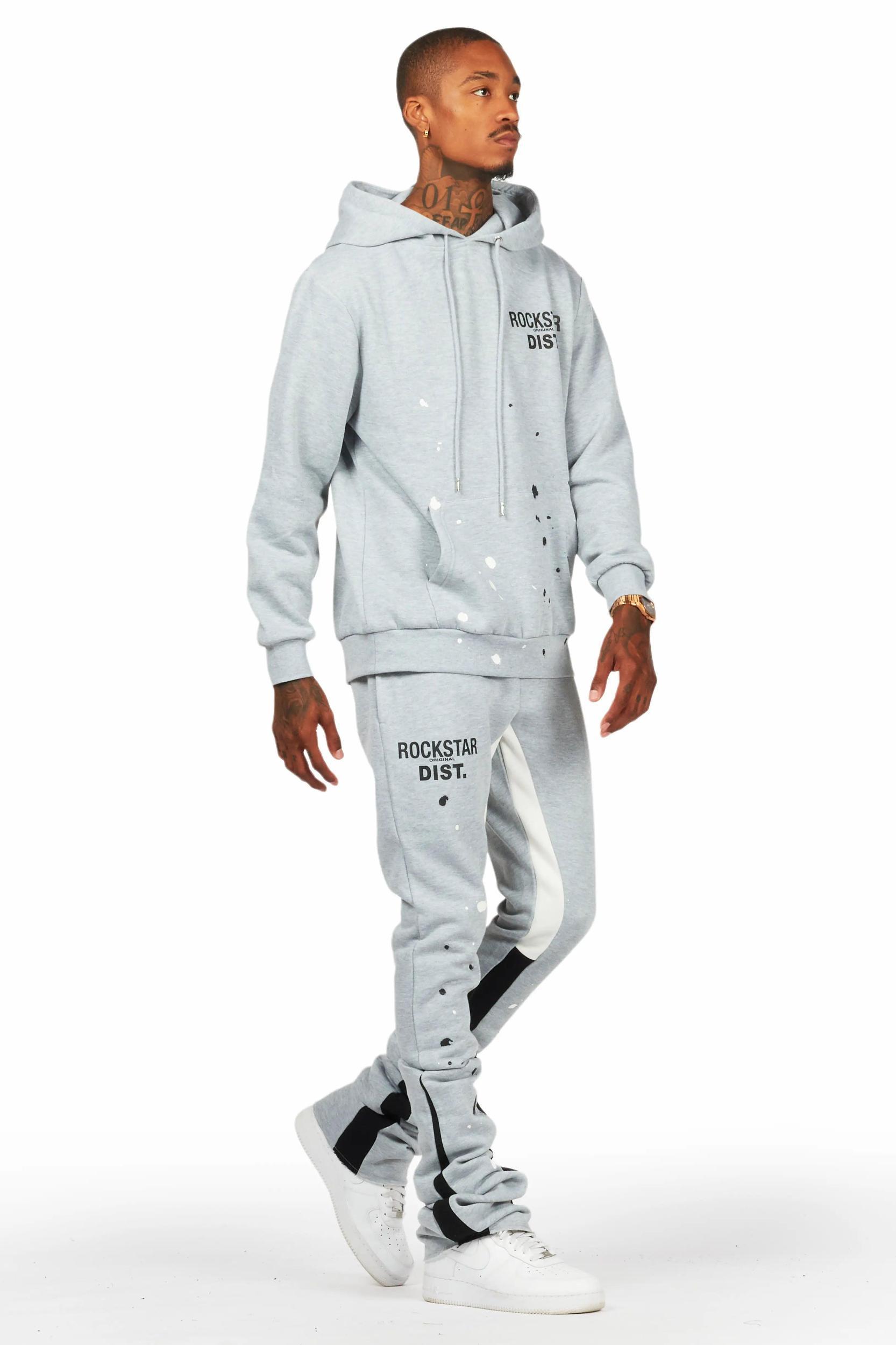 Jaco Heather Grey Hoodie/Super Stacked Flare Pant Track Set Male Product Image