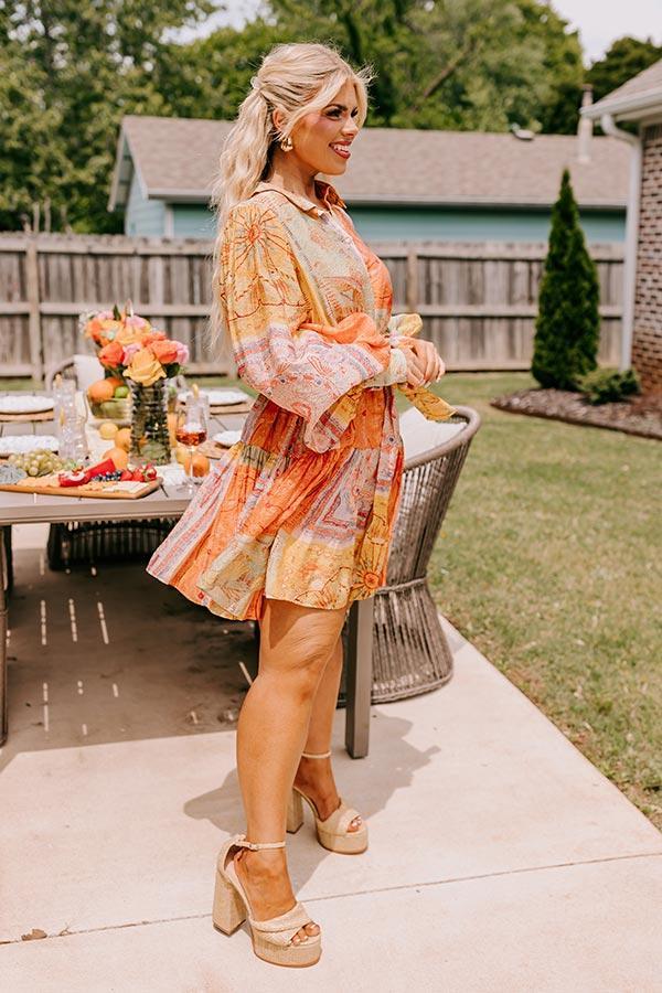 Fancy Flourish Color Block Mini Dress in Orange Curves Product Image