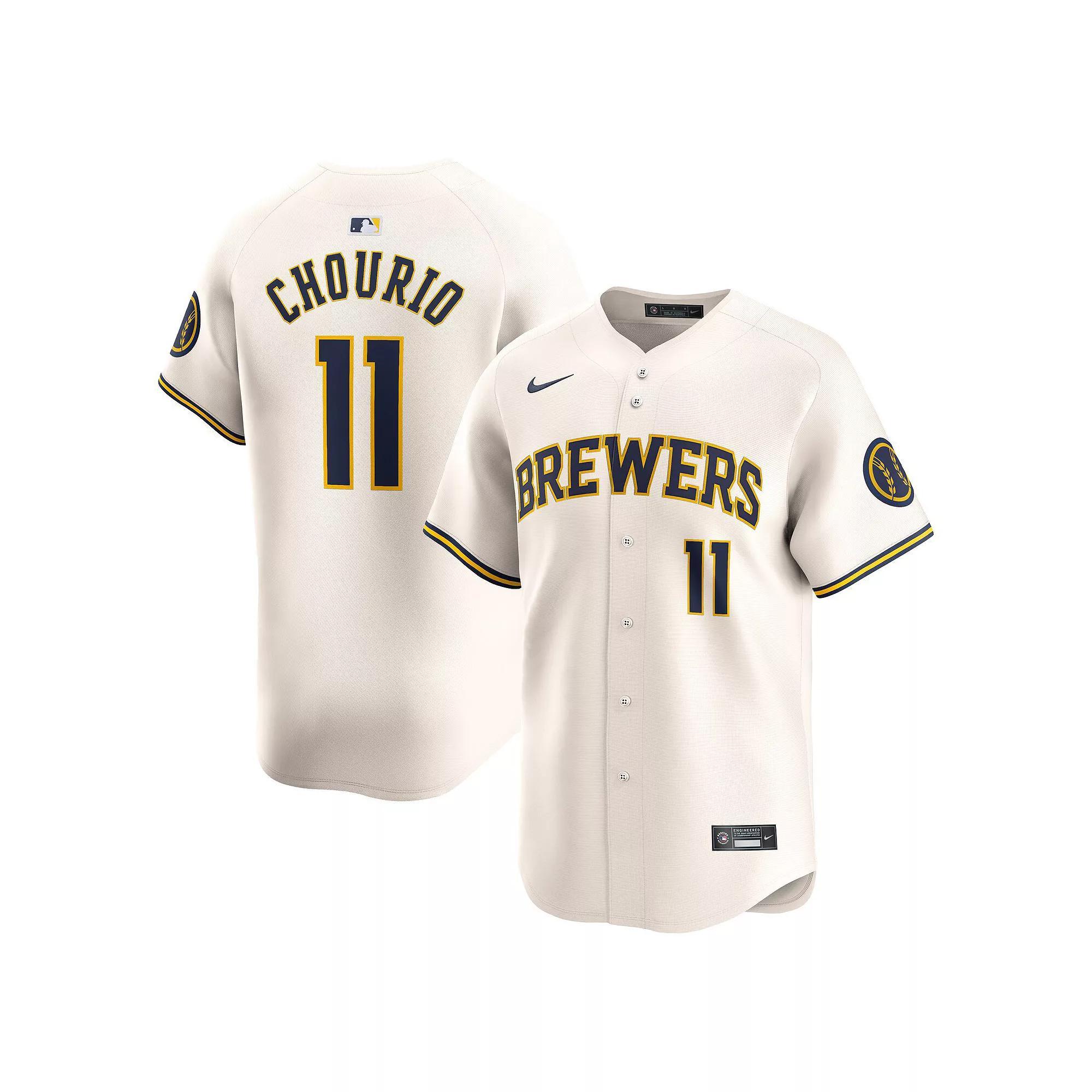 Men's Nike Jackson Chourio Cream Milwaukee Brewers Home Limited Player Jersey, Size: Small, Beige Product Image