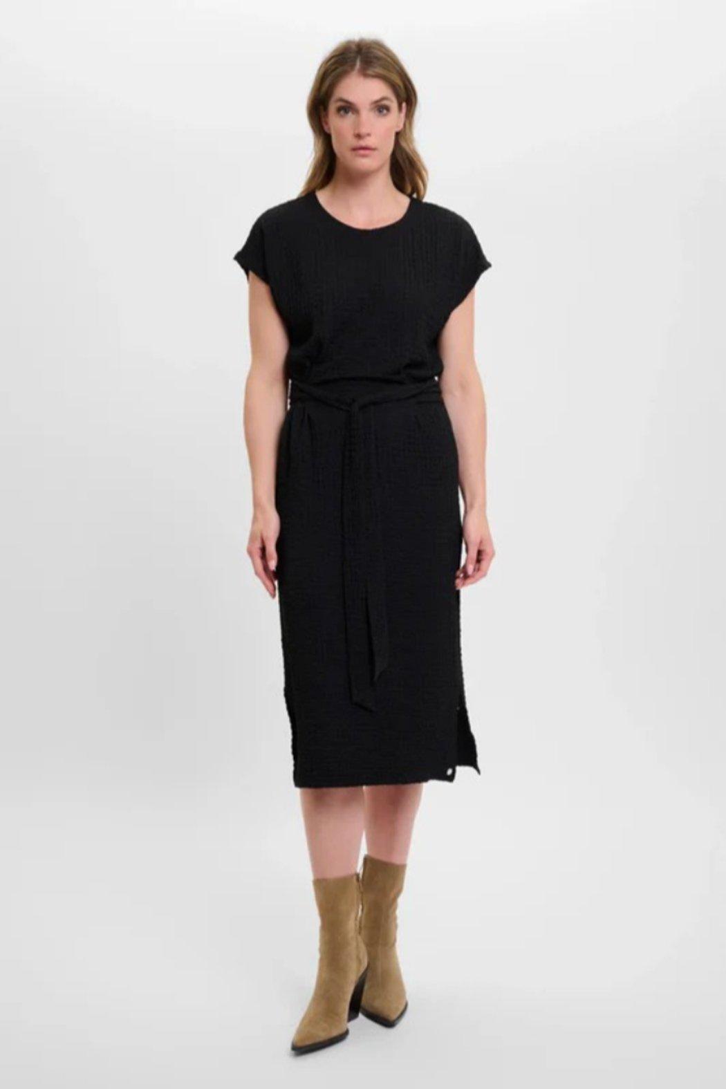 Midi Black Dress Tie Belt Product Image