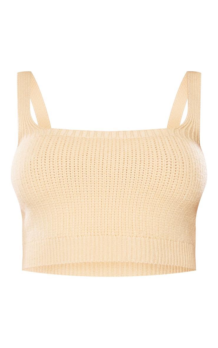 Petite Camel Knitted Square Neck Crop Top Product Image
