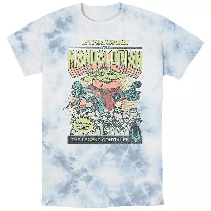 Men's The Mandalorian Comic-book Style Cover Bombard Wash Graphic Tee, Size: Small, White Blue Product Image