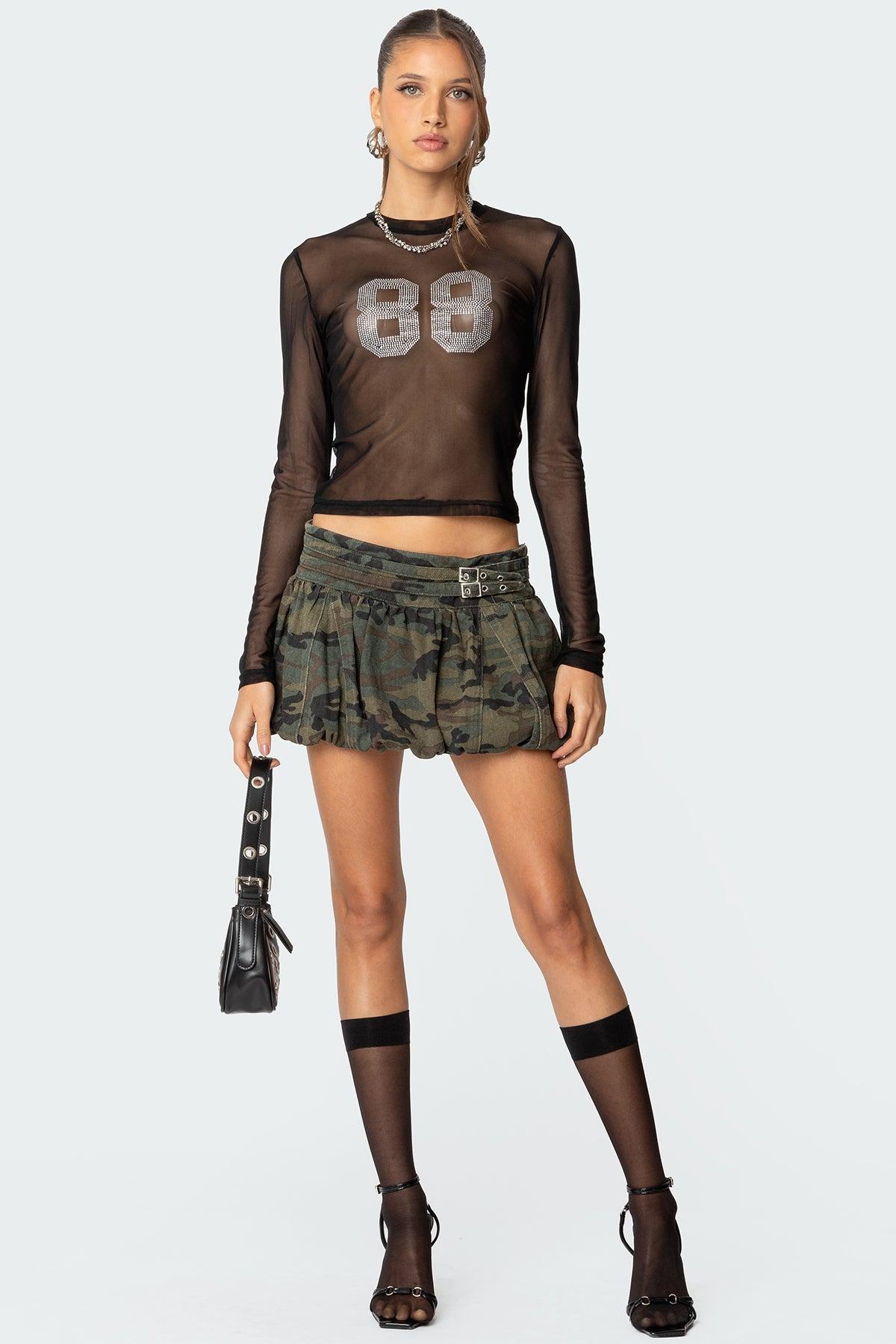 88 Rhinestone Sheer Mesh Top Product Image