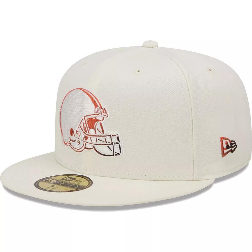 Men's New Era Cream Cleveland Browns Chrome Dim 59FIFTY Fitted Hat, Size: 7 1/4, Beige Product Image