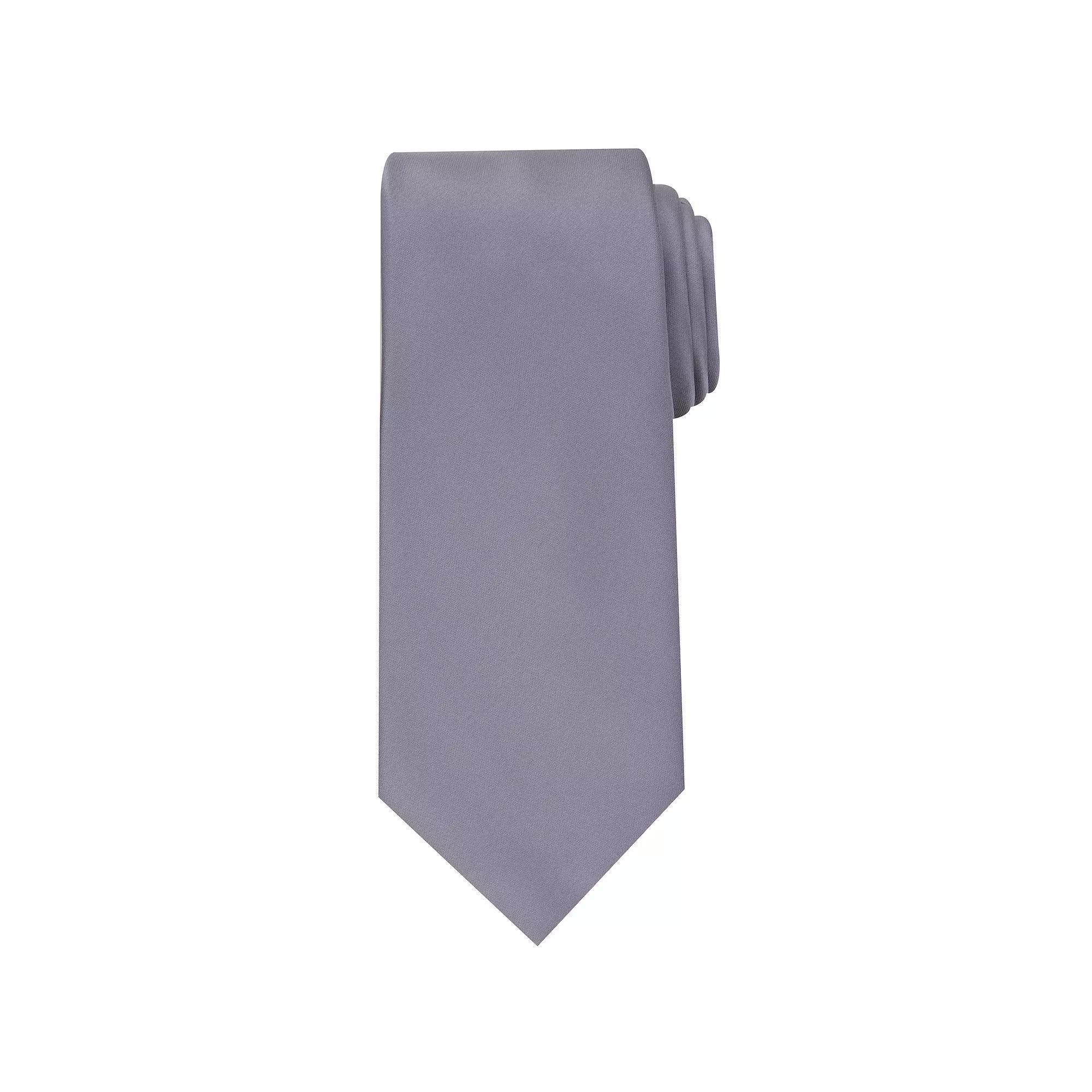 Men's Bespoke Solid Tie, Silver Oxford Product Image