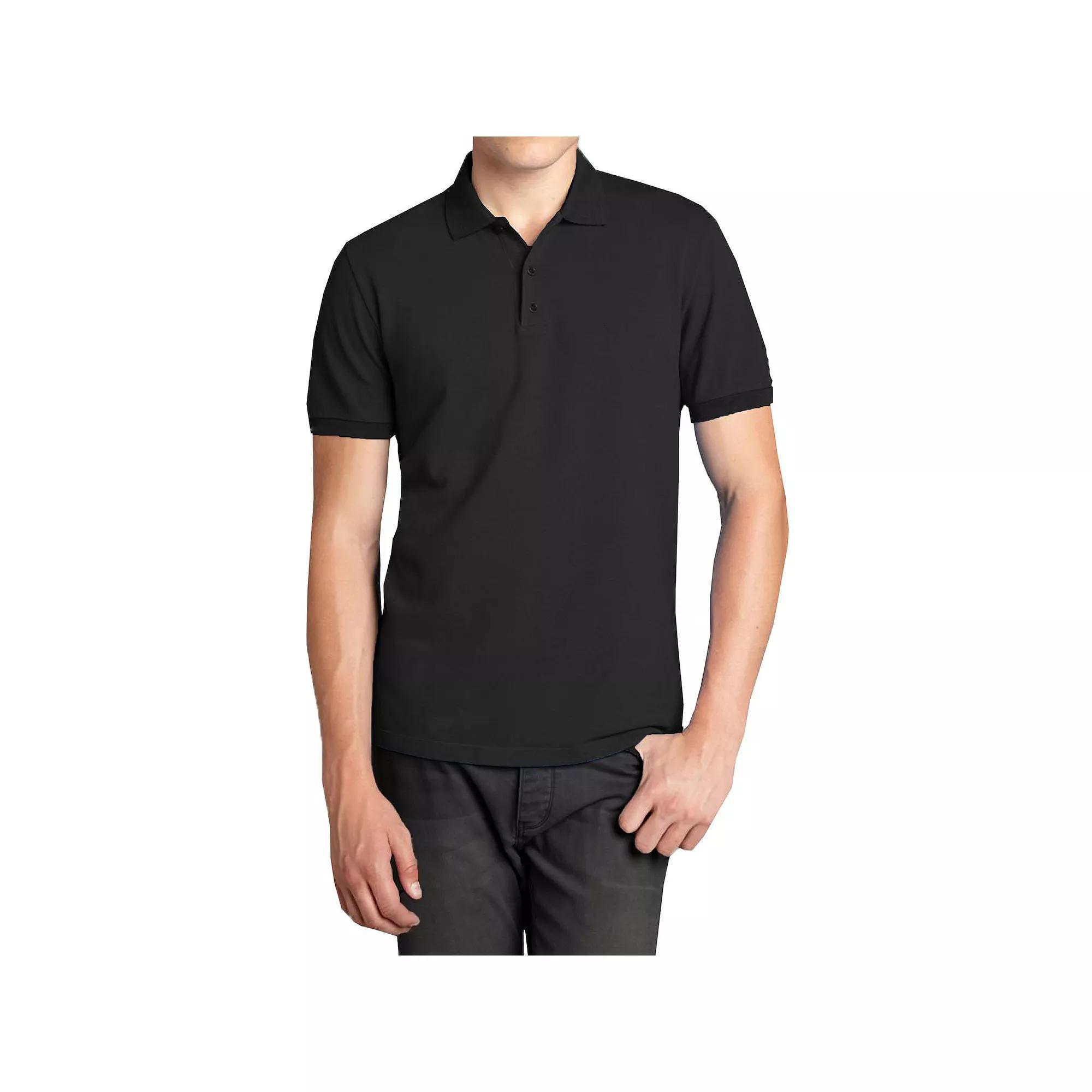 Men's Galaxy Short Sleeve Pique Polo, Size: Small, Black Product Image