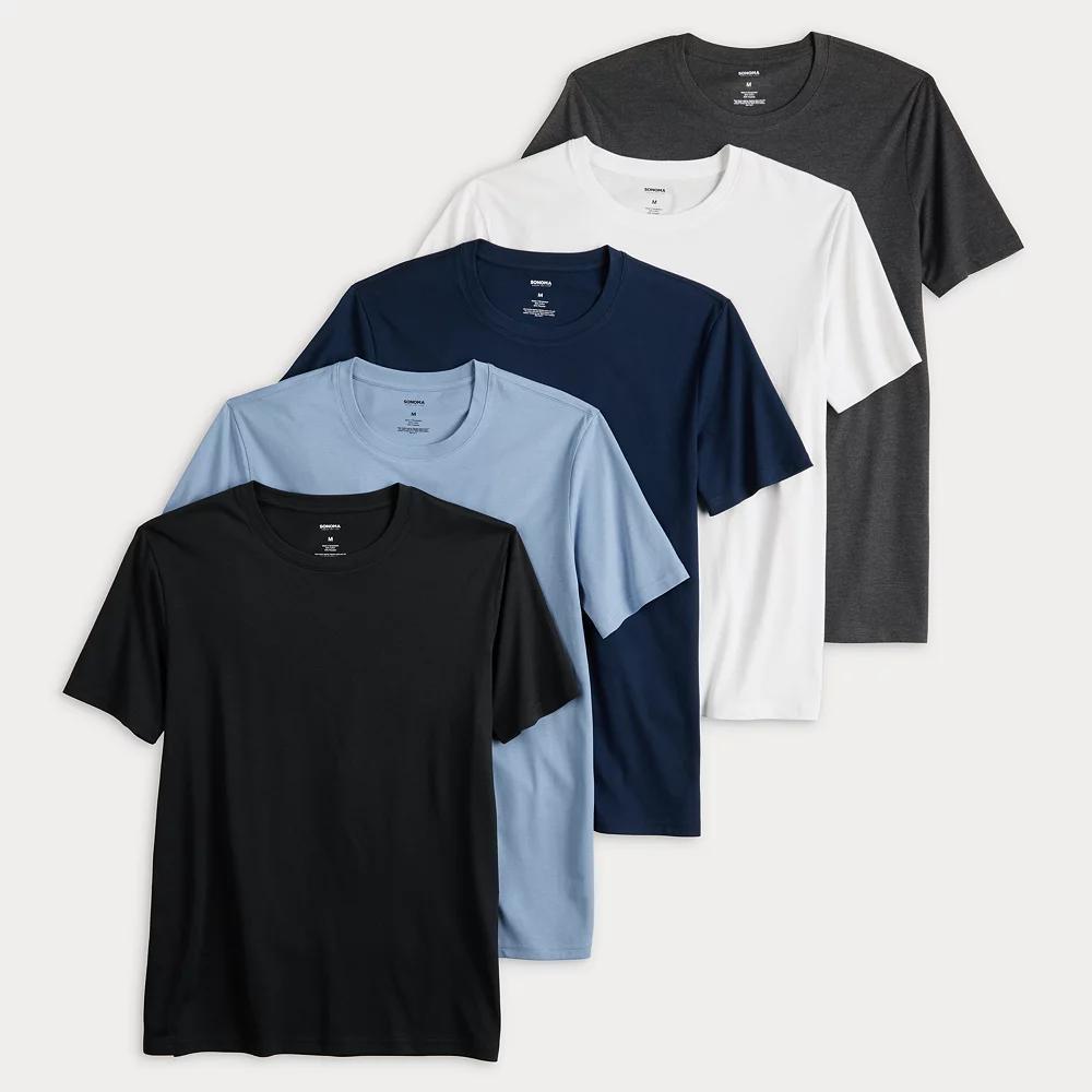 Men's Sonoma Goods For Life® Supersoft 5-Pack Crewneck Tees, Size: XL, Oliveneutral Teampack Product Image
