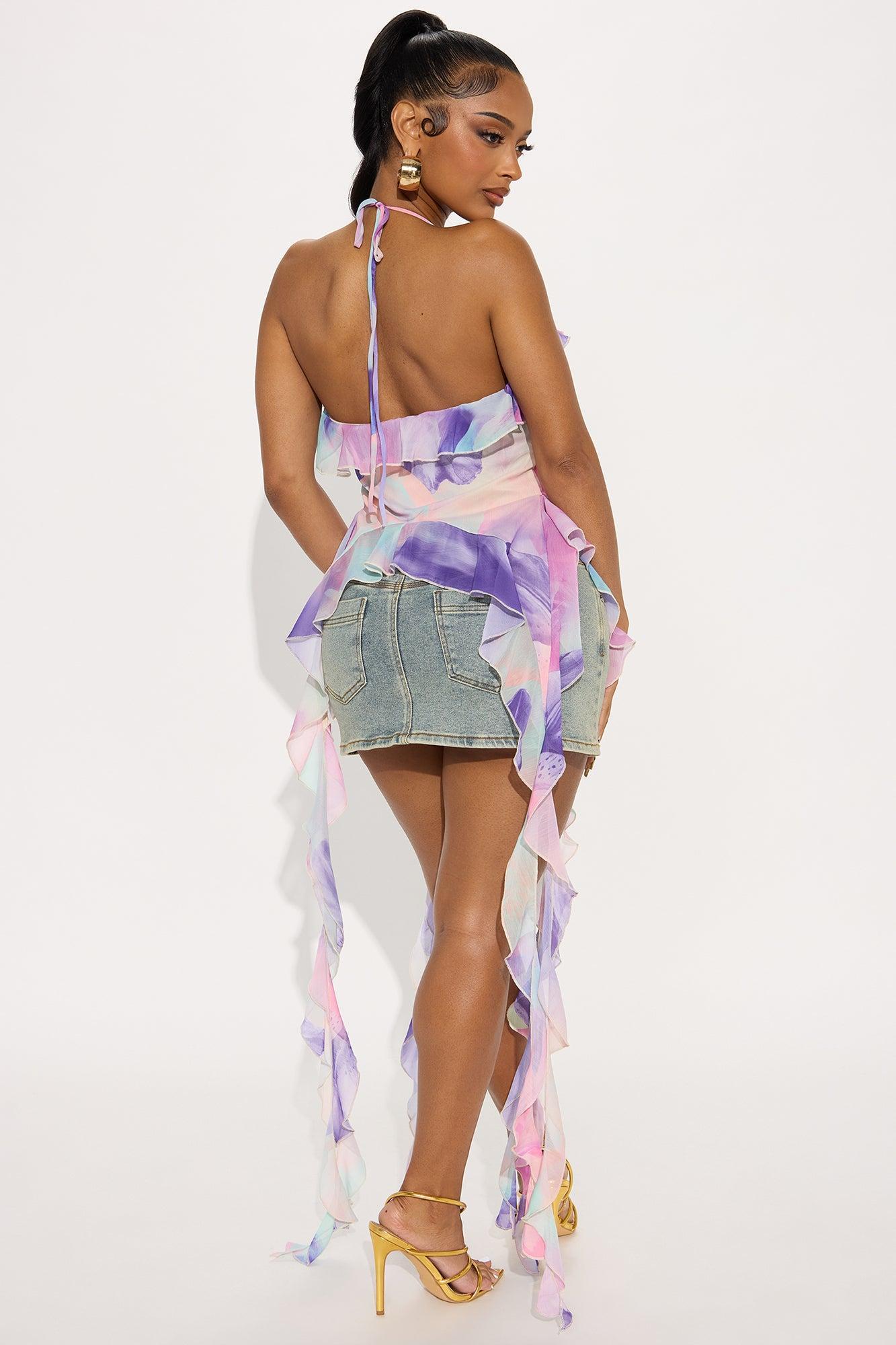 Petal Moments Ruffle Halter Top - Multi Color Product Image