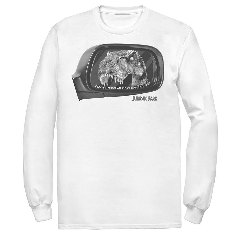 Men's Jurassic Park T-Rex In Car Side Mirror Tee, Size: XXL, White Product Image