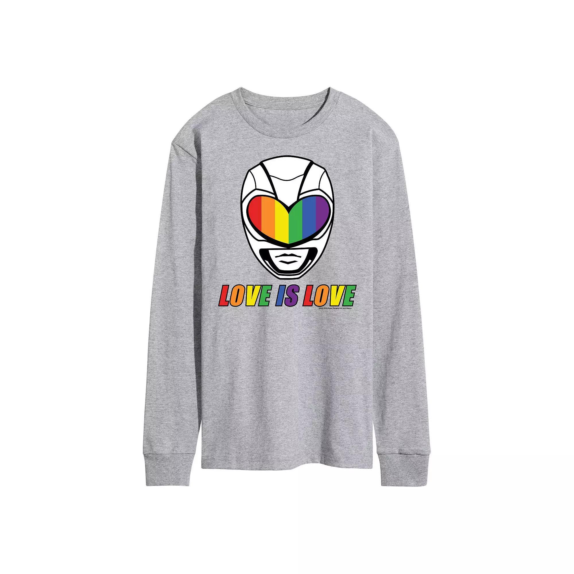 Mens Power Rangers Love Is Love Long Sleeve Graphic Tee Product Image