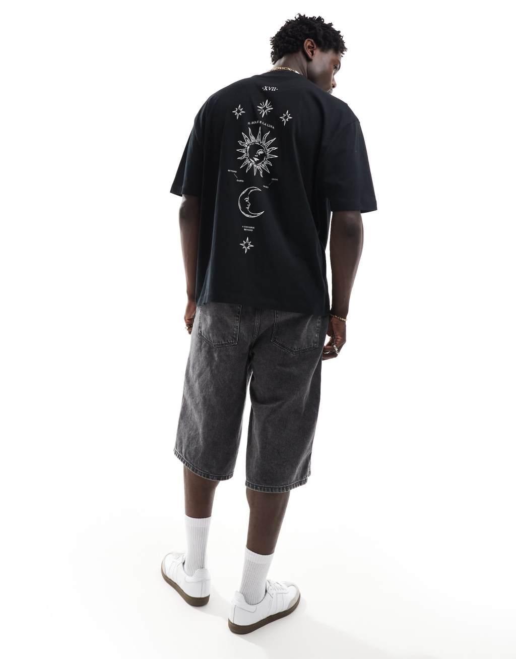 ASOS DESIGN oversized T-shirt in black with moon back print Product Image