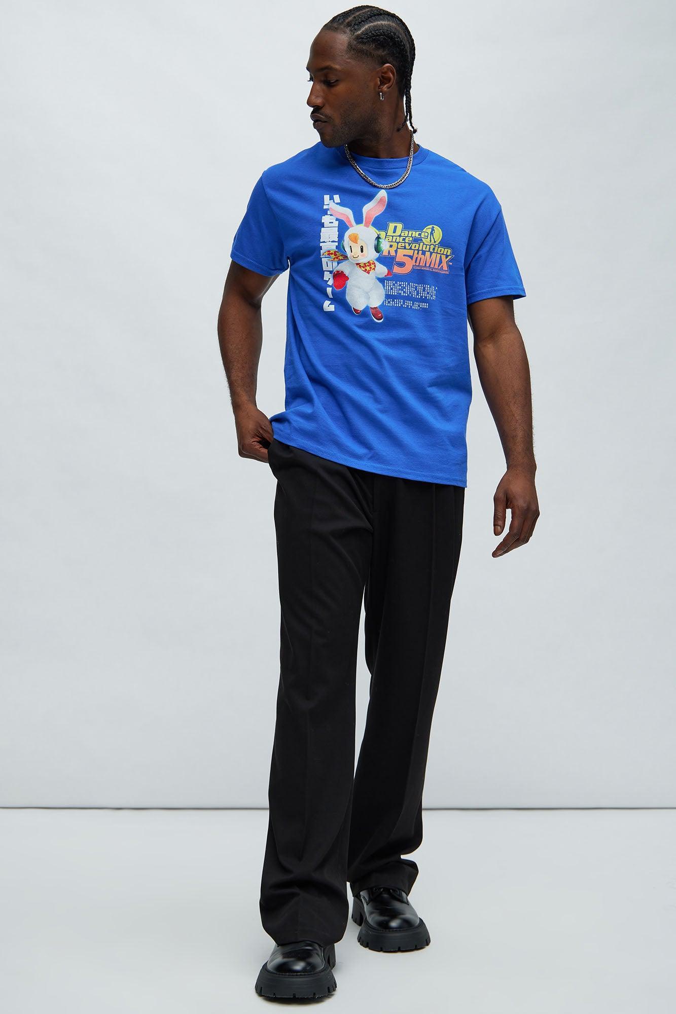 Dance Dance Revolution Retro 90s Short Sleeve Tee - Blue Product Image