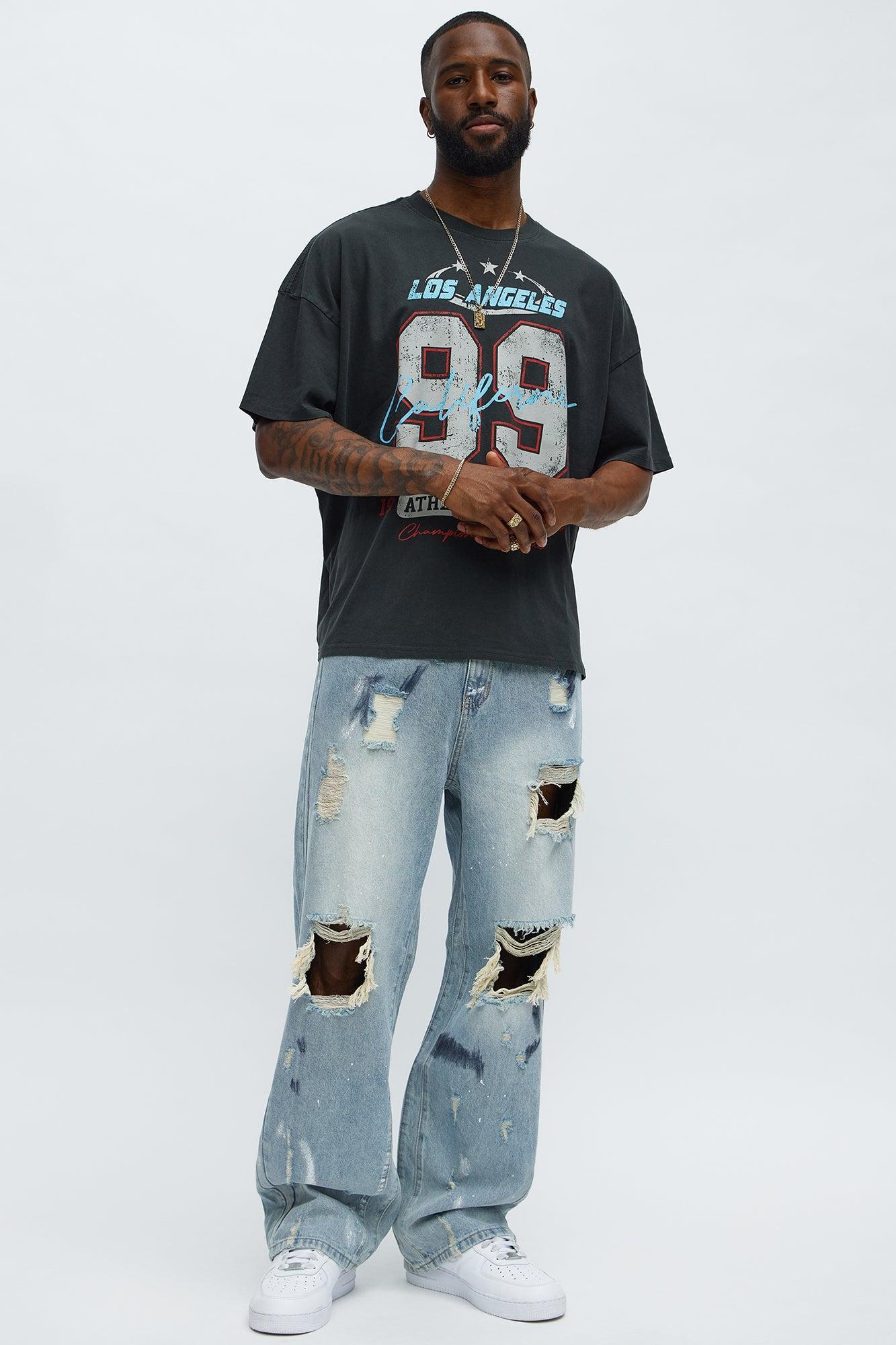 LA Athletics Team 99 Oversized Short Sleeve Tee - Black Wash Male Product Image