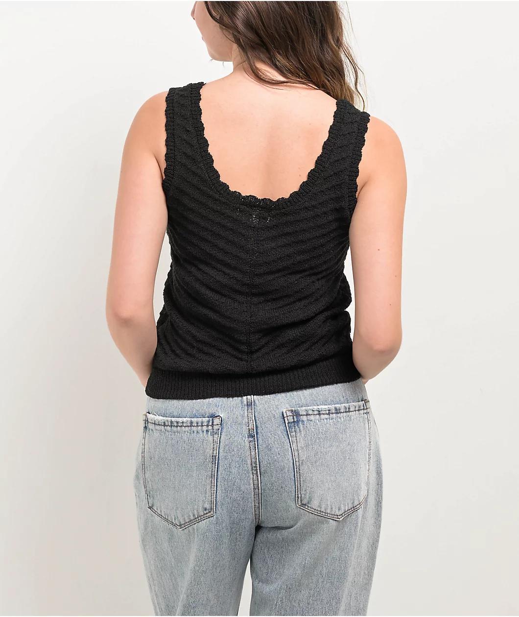 Blu Pepper Buttoned Black Tank Top Product Image