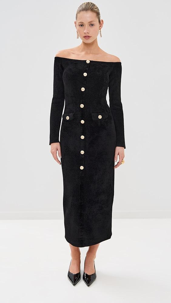 Self Portrait Black Chenille Knit Midi Dress | Shopbop Product Image