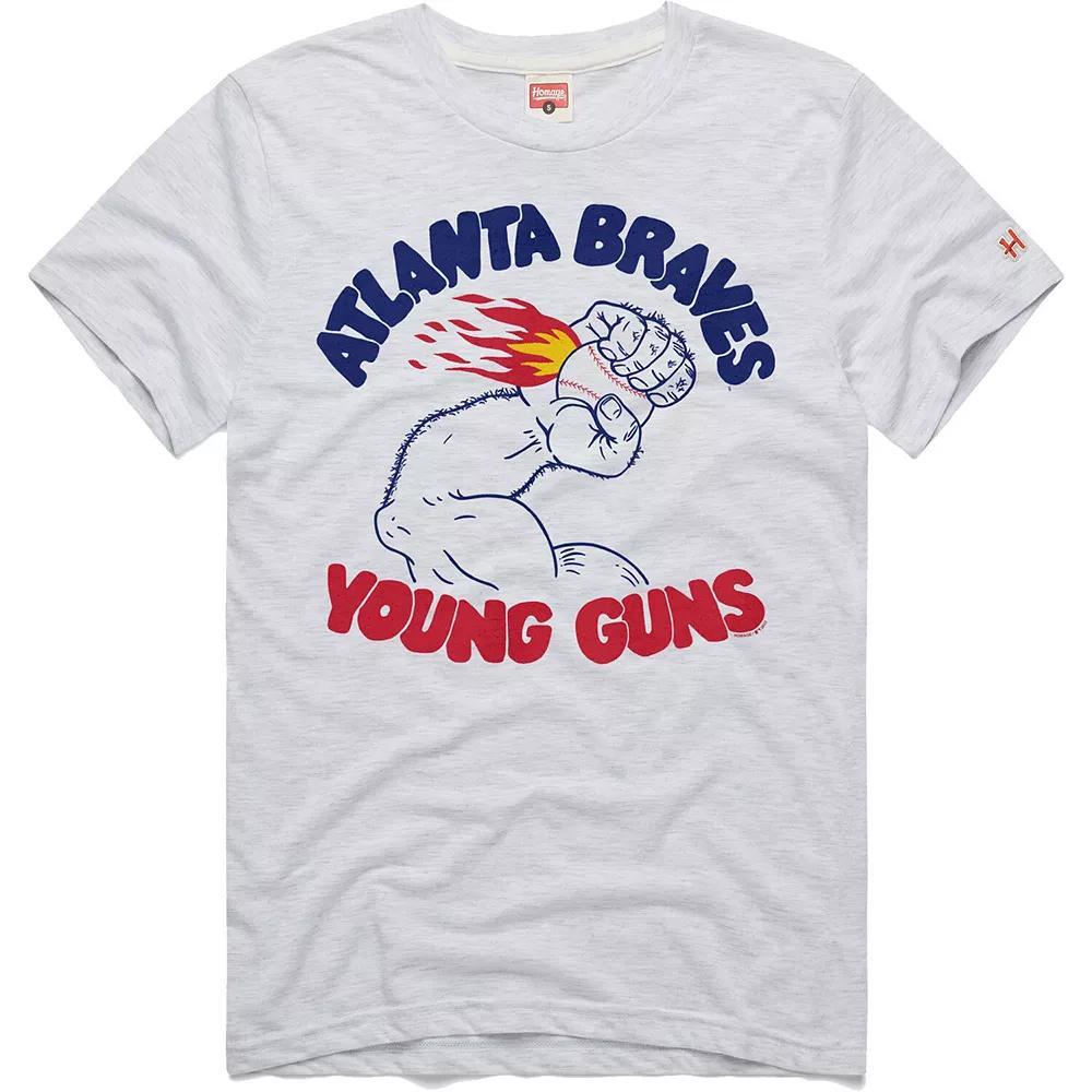 Men's Homage Gray Atlanta Braves Doodle Collection Young Guns Tri-Blend T-Shirt, Size: Small, Grey Product Image